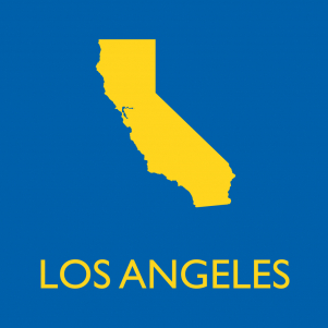 Outline of California with text for the city of Los Angeles