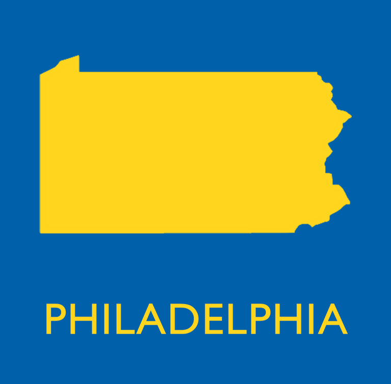 Outline of Pennsylvania with text for the city of Philadelphia